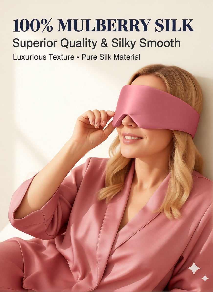 FACEMOON 100% Mulberry Silk Mask for Side Sleepers, Padded, Face-Hugging, Adjustable