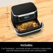 Ninja Foodi 4-in-1 Air Fryer, 7-Qt MegaZone FlexBasket, 4 Functions, Smart Finish Cook 2 Foods 2 Ways, Air Fry, Roast, DZ070 Black