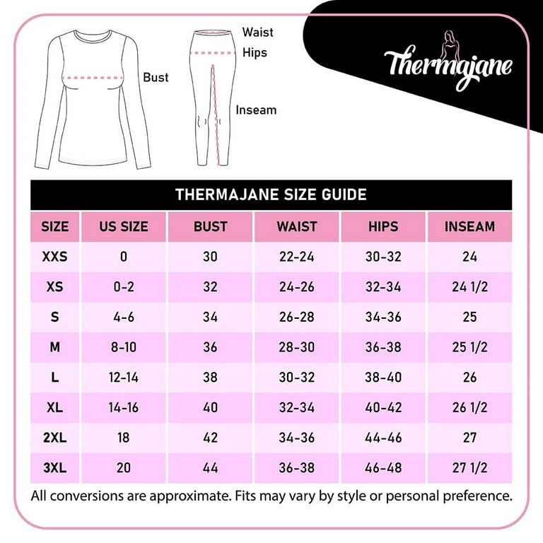 Thermajane Thermal Underwear for Women Crewneck Base Layer Set (XX
