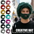 thumbnail image 6 of KYGABAK Wig Beard Knitted Hats Creative Barbarian Knit Wig Beanie Funny Knit Hat Beard Funny Party Beanies Ski Mask-Orange, 6 of 6