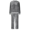 thumbnail image 6 of Womens Loungewear Suit 2 Piece Velour Sets Long Sleeve Pullover Tops with Long Pants Outfits Fall Winter Warm Velvet Sleepwear Sweatsuit Dark Gray L, 6 of 6