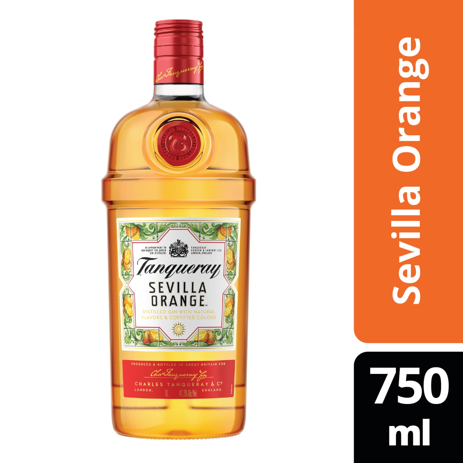 Certified and Tanqueray Colors) Natural 750 ml, with Flavors 41% Orange Gin (Distilled ABV Sevilla