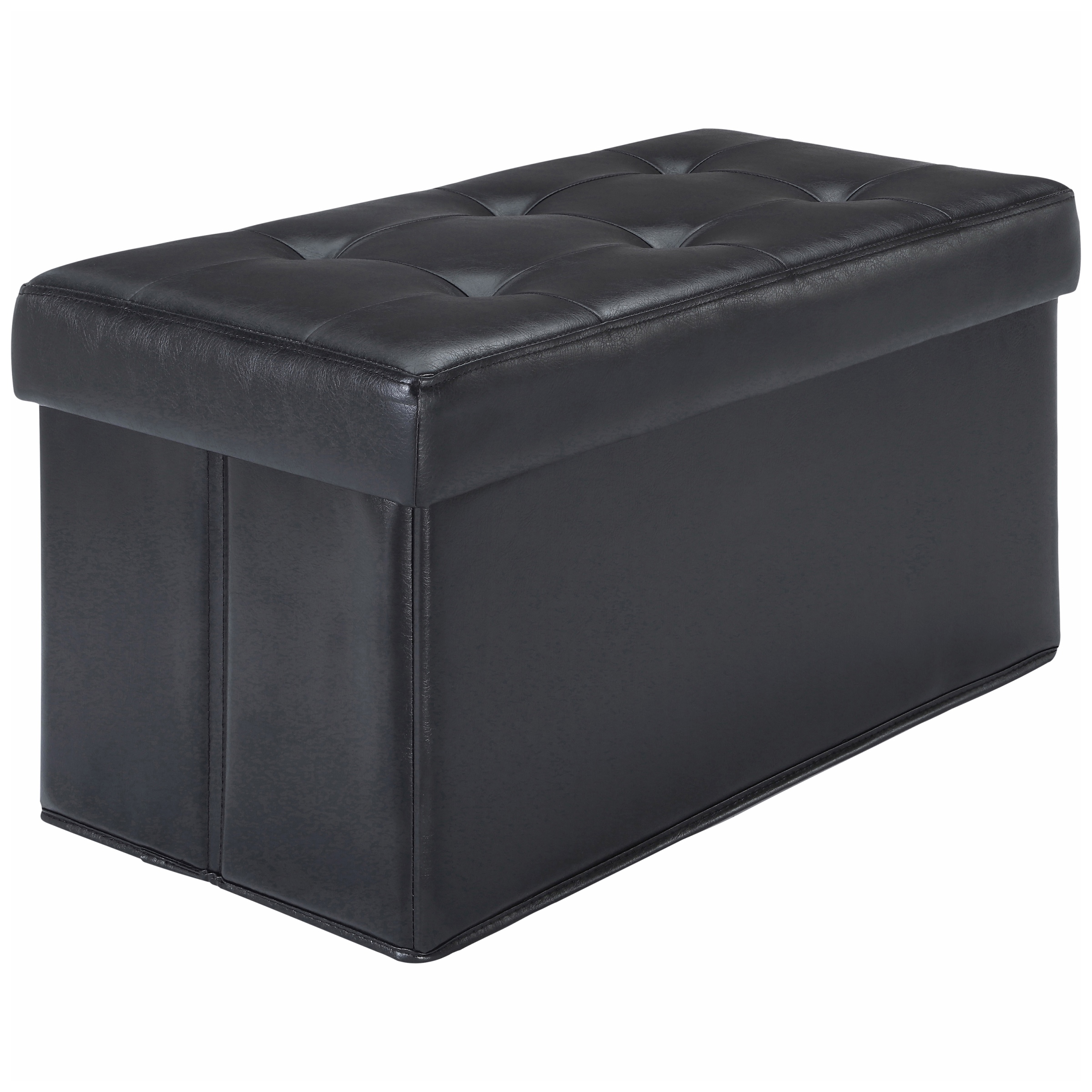 Mainstays 30-inch Collapsible Storage Ottoman, Quilted Black Faux Leather - image 5 of 6