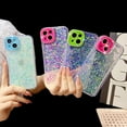 thumbnail image 4 of Compatible with iPhone 15 Pro Luminous Case Glow in The Dark Noctiluncent Fluorescent Glitter Case for Women Girls Rhinestone Bling Diamond Camera Bumper Shockproof Phone Cover, Purple, 4 of 8