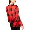 thumbnail image 2 of I.N.C Womens Ruffle Pullover Blouse, Red, X-Large, 2 of 3