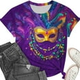thumbnail image 4 of Erwazi Mardi Gras T-Shirt for Women Graphic Printed Short Sleeve Crew Neck Carnival Party Shirt Top, 4 of 6