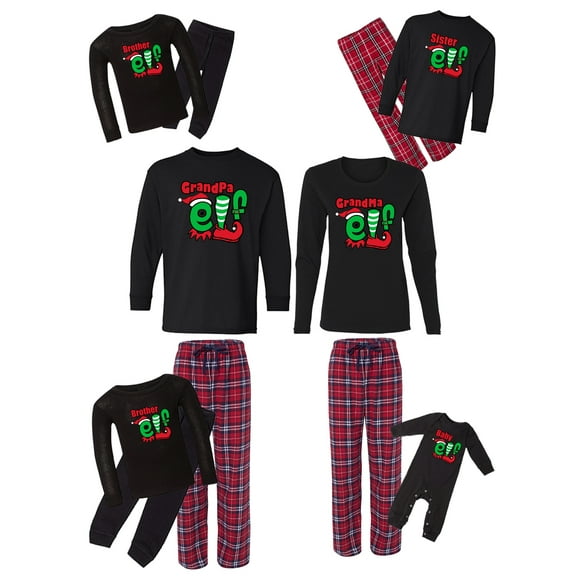 Awkward Styles Family Christmas Pajamas Set Red Funny Elfs Squad Matching Sleepwear
