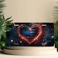 thumbnail image 6 of 1 Pcs 2D Flat License Plate Covers & Frames, Heart with American Flag For Decorative Front, Waterproof For Decoration Aluminum License Plate Covers & Frames Cover For Men Women, 12" X 6", 6 of 7