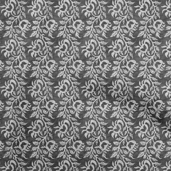 oneOone Polyester Spandex Gray Fabric Asian Batik Floral Sewing Craft Projects Fabric Prints By Yard 56 Inch Wide