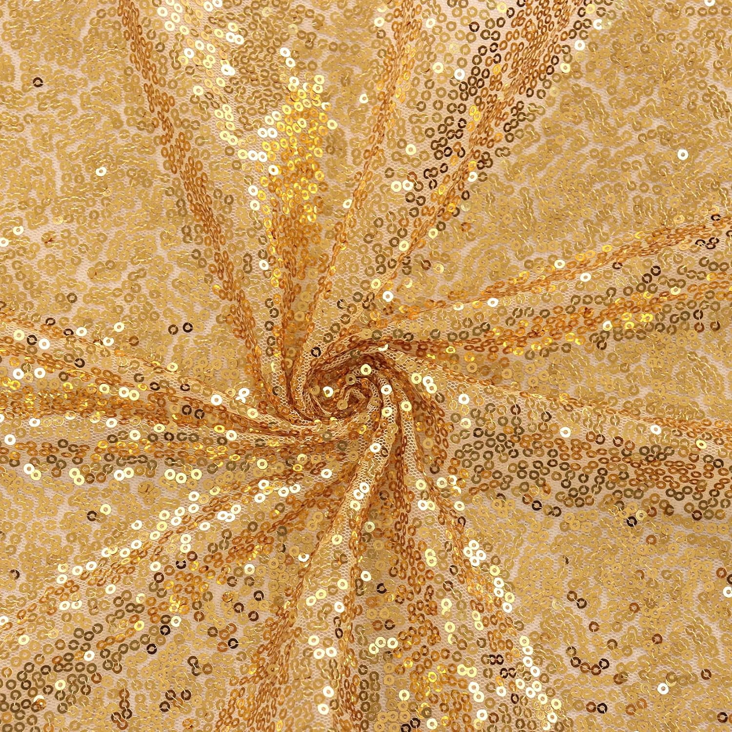 6 Pack Champagne Gold Sequin Table Runners 12" x 72" Sparkle Sequin Table Cloths for Wedding Party Banquet Bridal Shower Decorations