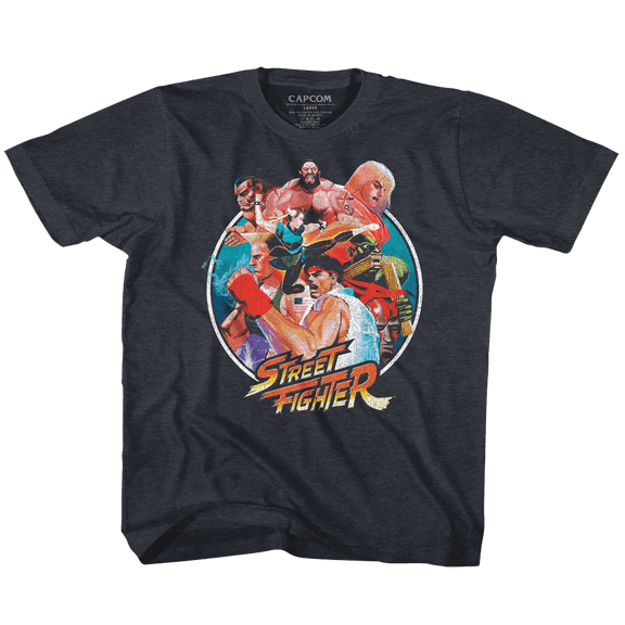 Street Fighter Group Circle Vintage Navy Children's T-Shirt