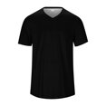 thumbnail image 3 of Men Solid V Neck Short Sleeve Fashion Trend Bottoming Shirt Casual Basic Tennis Tee, 3 of 8