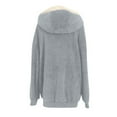 thumbnail image 5 of Reduce Womens Oversized Fuzzy Fleece Open Front Hooded Pockets Cardigan Jackets Loose Fit Sherpa Coat Color Block Print Winter Warm Plush Zip Outerwear (Blue#01 XXL), 5 of 5