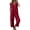 Red, variant on Women Button Down Jumpsuits Cotton Linen Sleeveless Casual Wide Legs Rompers Loose Overall with Pockets Red