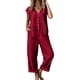 thumbnail image 3 of TaTaai Solid Color Cotton Linen Women Button Overalls Adjustable Straps Machine Washable No Fading Loose Fit Casual Daily Wear Full Length Jumpsuit Gift, 3 of 8