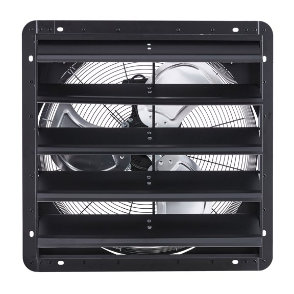 KFFKFF 20-inch Wall-Mounted Shutter Exhaust Fan with Adjustable Speed Controller, 3000 CFM, Durable Steel Construction, Quiet Operation for Ventilation in Sheds, Garages, and Greenhouses, Black