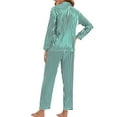 thumbnail image 7 of IROINNID Women's Two-Pieces Set Pajamas Long Sleeved Tops with Pants Silk Loungewear Leisure Sleepwear Set,Green, 7 of 7