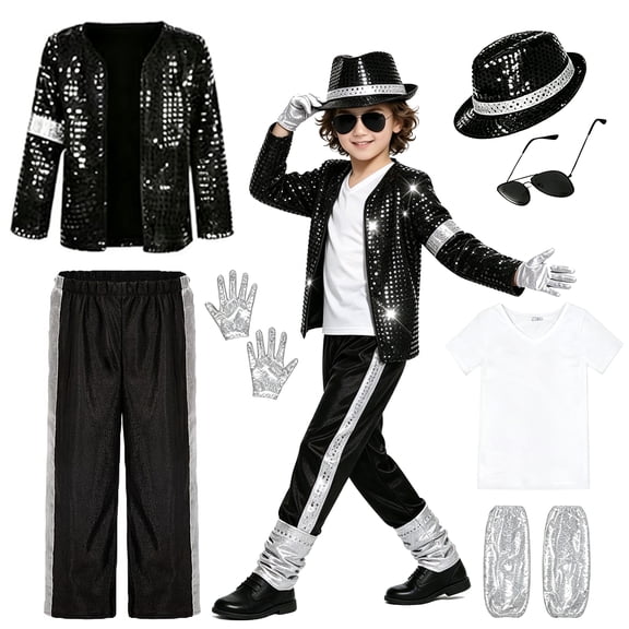 AoDai Children's dance costumes, black sequined stage outfits, boy Halloween cosplay dance performance attire