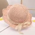 thumbnail image 3 of Lispipm Baby Girl Straw Hat Bowknot Outdoor Beach Sun Hats Infant Toddler Girls Vacation Ruffle Caps with Lace Starp Pink 6-24 Months, 3 of 5