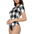 thumbnail image 2 of Naloa White And Black Plaid Women's Short-Sleeved Onesie, One-Piece Swimsuit for Parties, dates, clubs - XX-Large, 2 of 9