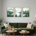 thumbnail image 3 of Watercolor Mountain Framed Canvas Wall Art Set, Boho Forest Wall Decor, Nature Green Pines Wall Painting, Forest Wilderness Artwork for Living Room, Bedroom, Dining Room, Office - 16"x24"x3, 3 of 7