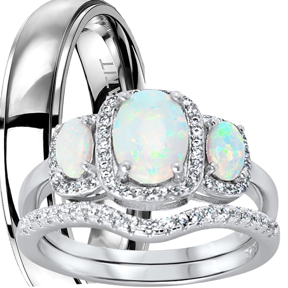 LaRaso & Co His Her Wedding Ring Set Matching Bride Groom Couples Engagement Rings 10/10