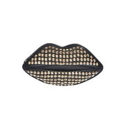 Fashion Studded Lip Clutch Bag - Black/Gold