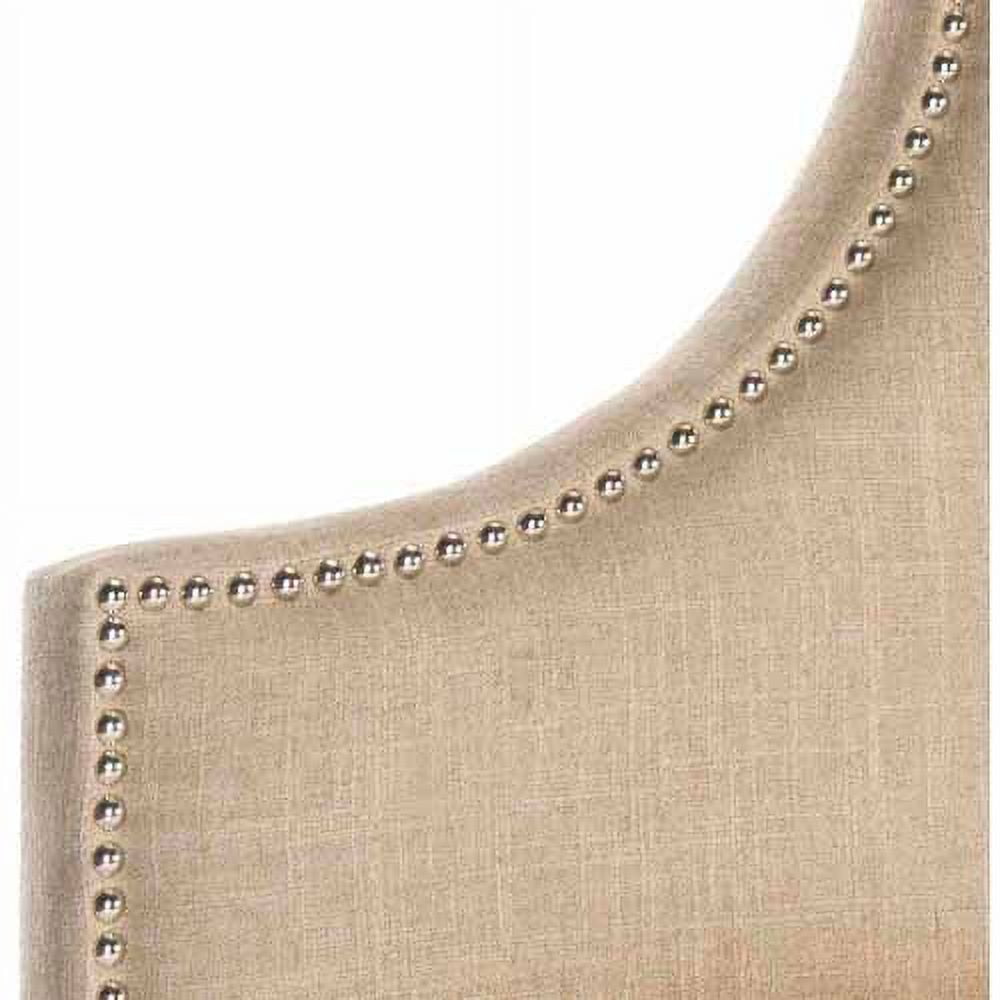 SAFAVIEH Hallmar Classic Elegant Upholstered Headboard, King, Hemp/Silver Nails