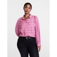 thumbnail image 2 of Scenario Women's Plaid Shirt with Long Puff Sleeves, Sizes XS-XXXL, 2 of 6