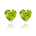 thumbnail image 1 of JeenMata Hermosos Aretes Tipo Botón con Corte de Corazón de 1 Quilate, Peridoto (Piedra Natal de Agosto), en Baño de Oro Blanco de 18 K sobre Plata, 1 of 5