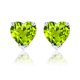 thumbnail image 1 of JeenMata Hermosos Aretes Tipo Botón con Corte de Corazón de 1 Quilate, Peridoto (Piedra Natal de Agosto), en Baño de Oro Blanco de 18 K sobre Plata, 1 of 5
