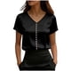 thumbnail image 1 of Eres Más Que Una Camisa de Puntuación de Prueba Moda de Verano de Mujer Color Sólido Casual Cuello en V Top de Manga Corta Mujeres Tops de Verano Casual, 1 of 5