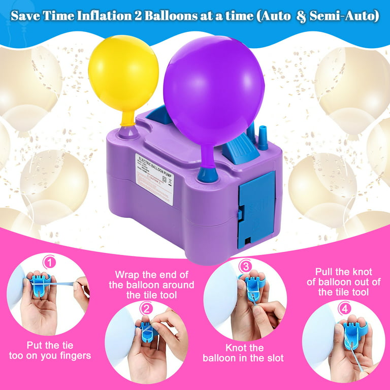 IZNEN Electric Balloon Pump, Portable Dual Nozzle Blower Air Balloon Pump &  Inflator for All Balloons Party Wedding Decoration 110V, 600W, Purple 