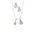 thumbnail image 2 of Delight Jewelry Goldtone Crystal Eiffel Tower Silver tone Zig Zag Christmas Tree Charm Necklace and Stud Earrings, 2 of 4