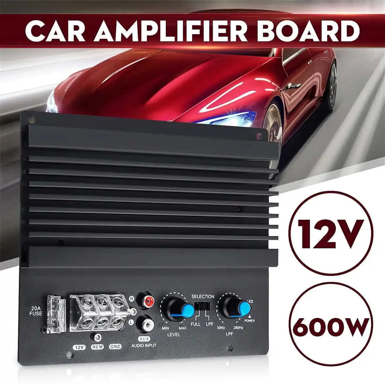 600W Car Amplifier Board 12V 28-160KHz for Powerful Subwoofer Speakers Player Auto, High-power Car Power Amplifiers ,Bass & Treble Control