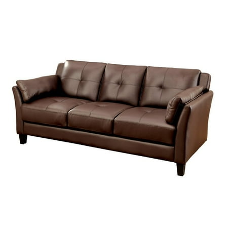Furniture Of America Tonia Tufted Faux Leather Sofa In Brown Furniture Of America Tonia Tufted Faux Leather Sofa In Brown