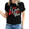 thumbnail image 2 of Pisexur T-shirt de la Saint-Valentin pour Femmes, Imprimé Amour, Manches Courtes, Col Rond, 2 of 5