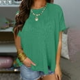 thumbnail image 2 of Besolor Chemises à Manches Courtes Femmes Col Rond Tricot T-Shirt Couleur Unie Basique Tee-Tops Vêtements d'Été de Mode, 2 of 7