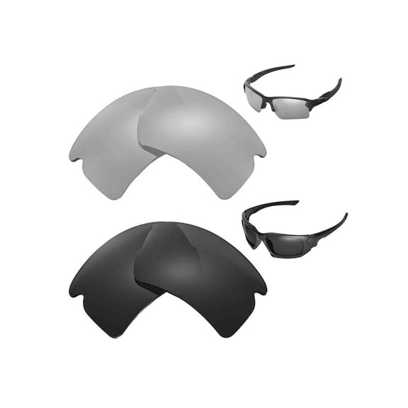 Walleva Polarized Titanium   Black Replacement Lenses For Oakley Flak 2.0 XL Sunglasses