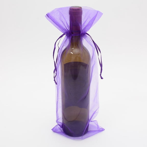 TEHAUX Assorted Color Wine Bottle Bags 10Pack Organza For Transparent Storage And Party Favors