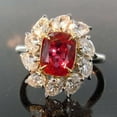 thumbnail image 3 of 2.80 Ct Cushion Cut Natural Red Ruby Diamond Beautiful Floral Halo Engagement Ring 14K White Gold Size 4, 3 of 8