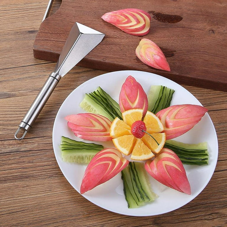Fruit Carving Knife with Melon Baller Scoop Set, Stainless Steel Antislip  Engraving Blades Fruit Carving Tool V-Shape Channel Knife, Triangular Shape