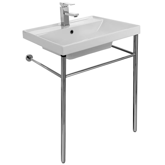 Nameeks 3004-Con-One Hole Scarabeo 24-1/5" Ceramic Bathroom Sink For Console Installation