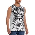 thumbnail image 2 of Kdxio Tiger Butterfly Floral Art for Men's Muscle T-shirt,Sleeveless for Workout Running Athletic Gym Lounge Casual, 2 of 5