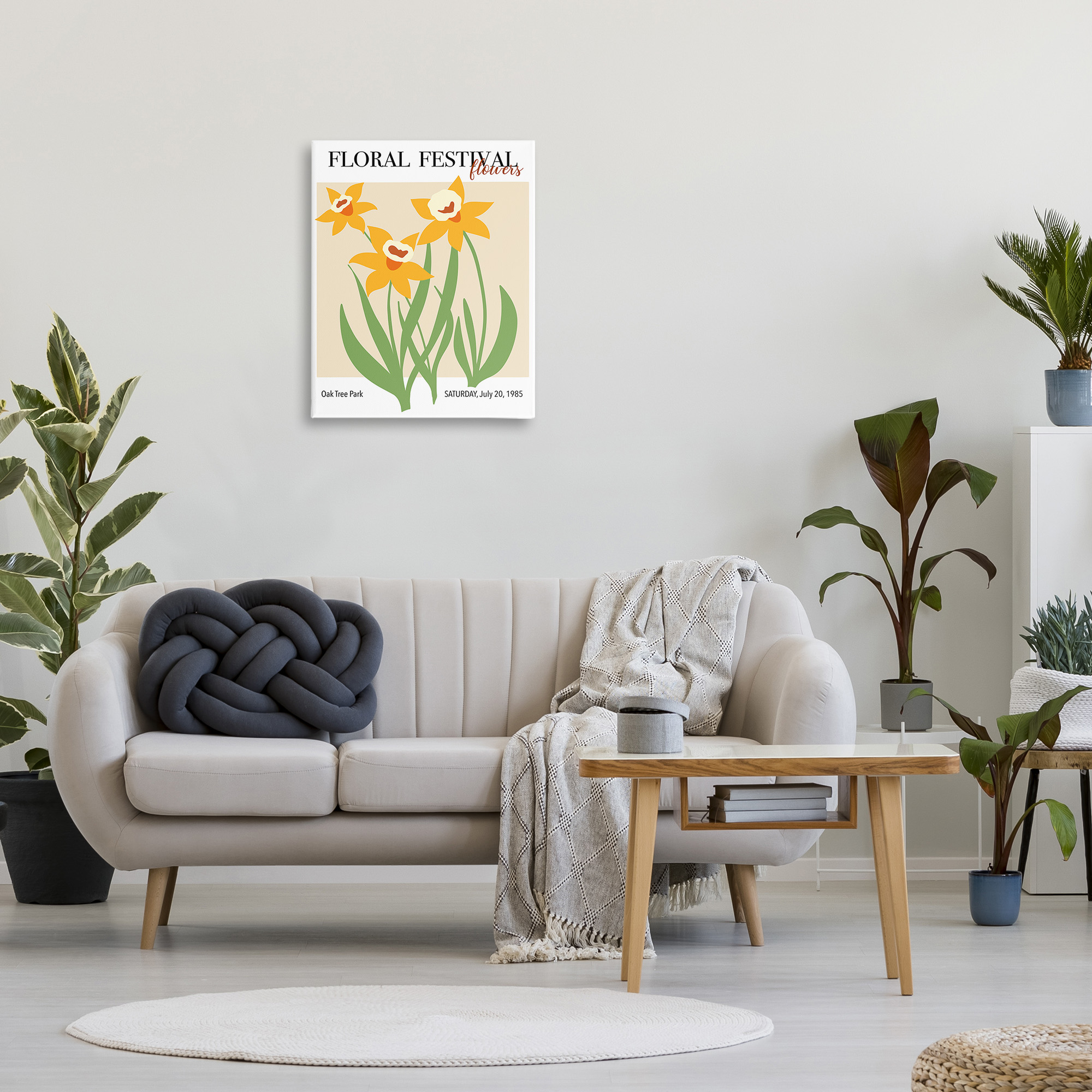 Stupell Industries Retro Daffodil Festival Botanical & Floral Painting Gallery Wrapped Canvas Art Print Wall Art, 24 x 30