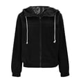 thumbnail image 4 of PiGOGI Fall and Winter Hooded Sweatshirt Loose Long Sleeve Jacket Solid Color Casual Going Out Coat Black XL, 4 of 4