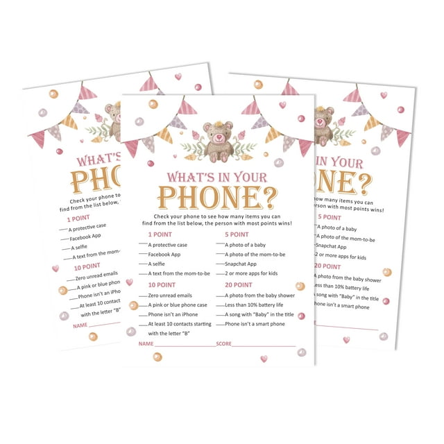 Inkdotpot 50What'sIn Your PhoneBaby Shower GameCards Gender Neutral Activity CardsPartyIdea Party Baby Shower Party Supply