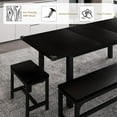 thumbnail image 5 of iPormis 5-Piece Dining Table Set for 4-8 People, Extendable Kitchen Table Set with 2 Benches and 2 Square Stools, Black, 5 of 8