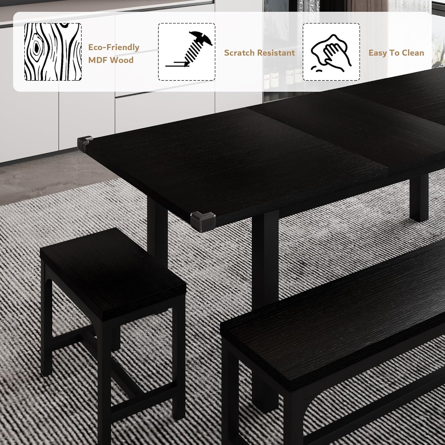 iPormis 5-Piece Extendable Dining Table Set for 4–8 People photo 4