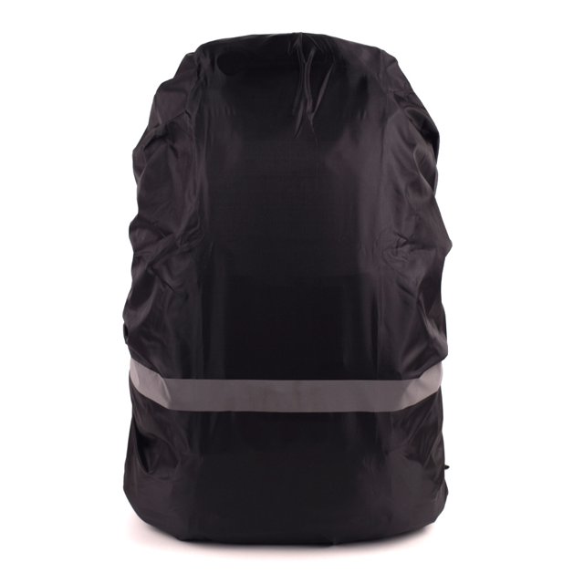 Jinsinto Pluie Imperméable à l'Eau avec des Rayures Réfléchissantes Horizontales, Boucle de Réglage pour Sac à Dos, Sac d'École, Randonnée, Escalade, Cyclisme, (45-55L), Noir
